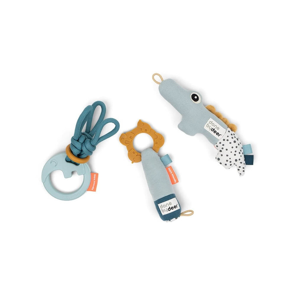 Done by Deer Tiny toys Geschenkset Deer friends Blau