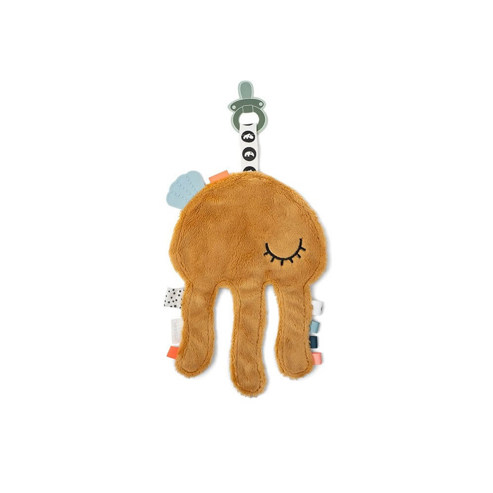 Done by Deer Kuscheltuch Qualle mit Schnullerbefestigung senfgelb