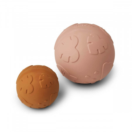 Liewood Baby-Spielball Thea 2er Set - Classic dark rose / mustard mix