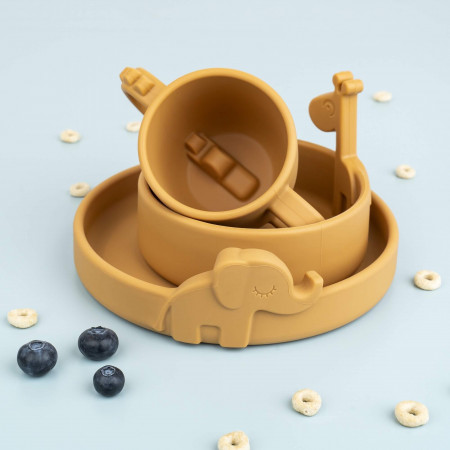 Done by Deer Silikonbecher Peekaboo Croco Senfgelb