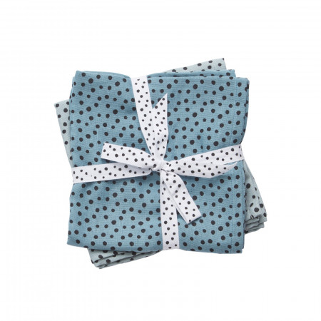 Done by Deer Spucktücher Set Happy Dots Blau Done by Deer Spucktücher Set Happy Dots Blau
