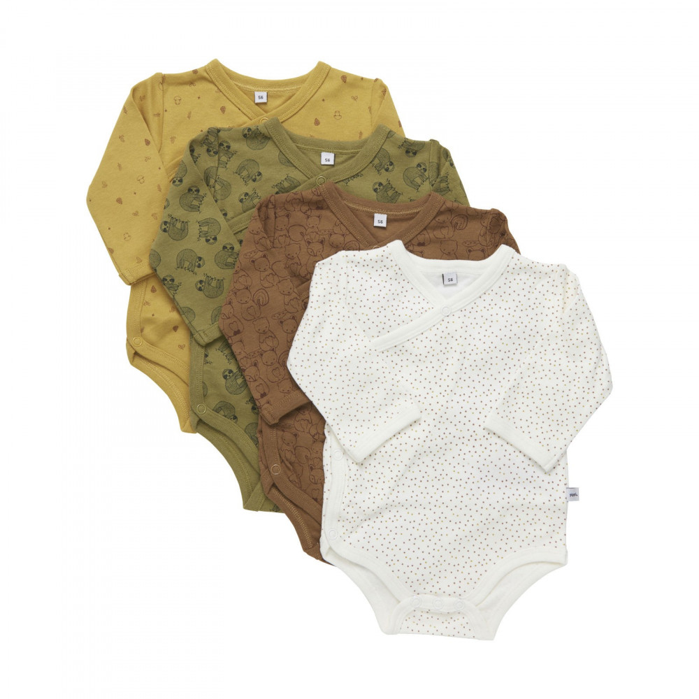 Pippi Langarm Wickelbody Set 4er in Tinsel, Gr. 56 -80 Pippi Langarm Wickelbody Set 4er in Tinsel, Gr. 56 -80