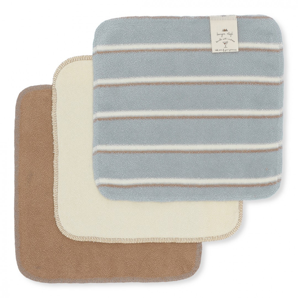 Konges Sløjd Waschlappen 3er Set Terry, Blue Vintage Stripe