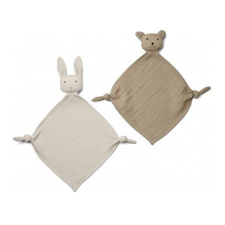 Liewood Yoko Kuscheltuch 2er Pack Sandy / Stone beige