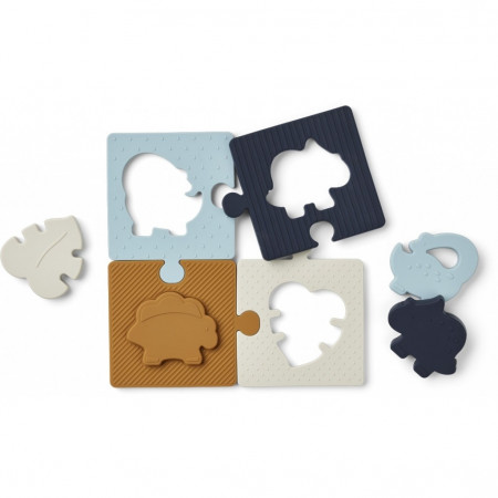 Liewood Silikon Puzzle Bodil, Dino / Sea Blue