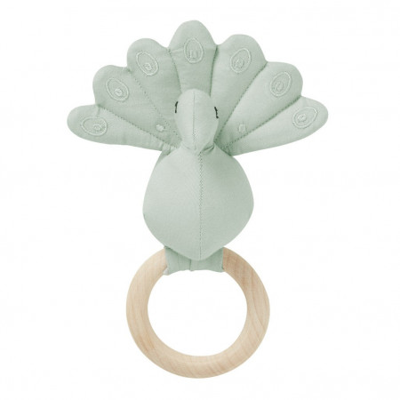 Cam Cam Rassel, Pfau, mit Holzring aus Ahorn - Dusty Green