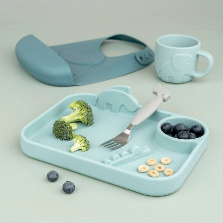 Done by Deer Silikon Menü Teller "Deer Friends" blau Done by Deer Silikon Menü Teller "Deer Friends" blau