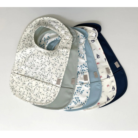 Cam Cam Copenhagen Poly-Lätzchen mit Tasche - Fiori/Stone Blue