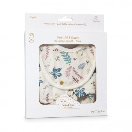 Cam Cam Copenhagen Puppen Lätzchen und Windel - Pressed Leaves Rose