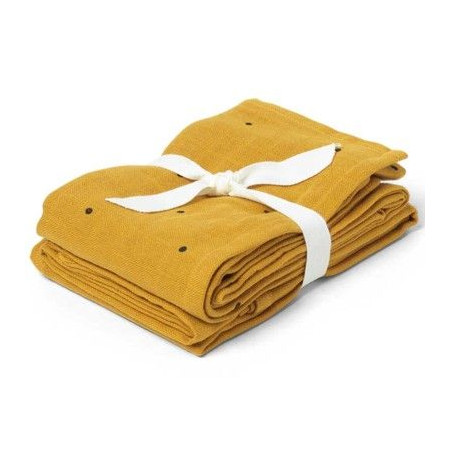 Liewood Spucktücher "Hannah" 2er Set - Classic dot Mustard