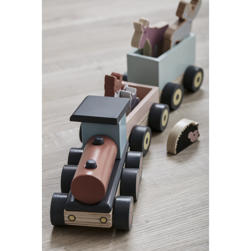 Kids Concept Zug mit Waldtieren aus Holz