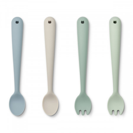 Liewood Kinderbesteck "Shea" 4er Set, Dusty mint multi mix