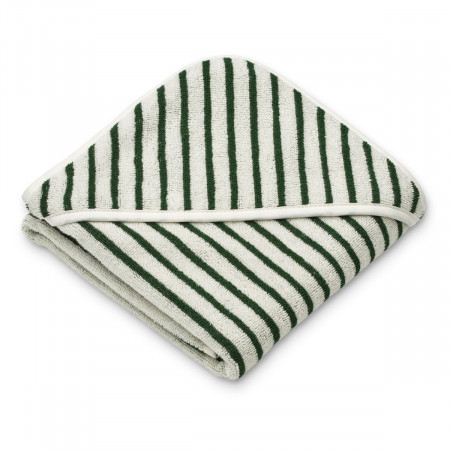 Liewood Baby Kapuzenhandtuch "Alba" in Y/D stripes Garden green / Creme de la creme  70 cm x 70 cm