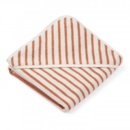 Liewood Baby Kapuzenhandtuch "Alba" in Y/D stripes Tuscany Rose / Creme de la creme  70 cm x 70 cm