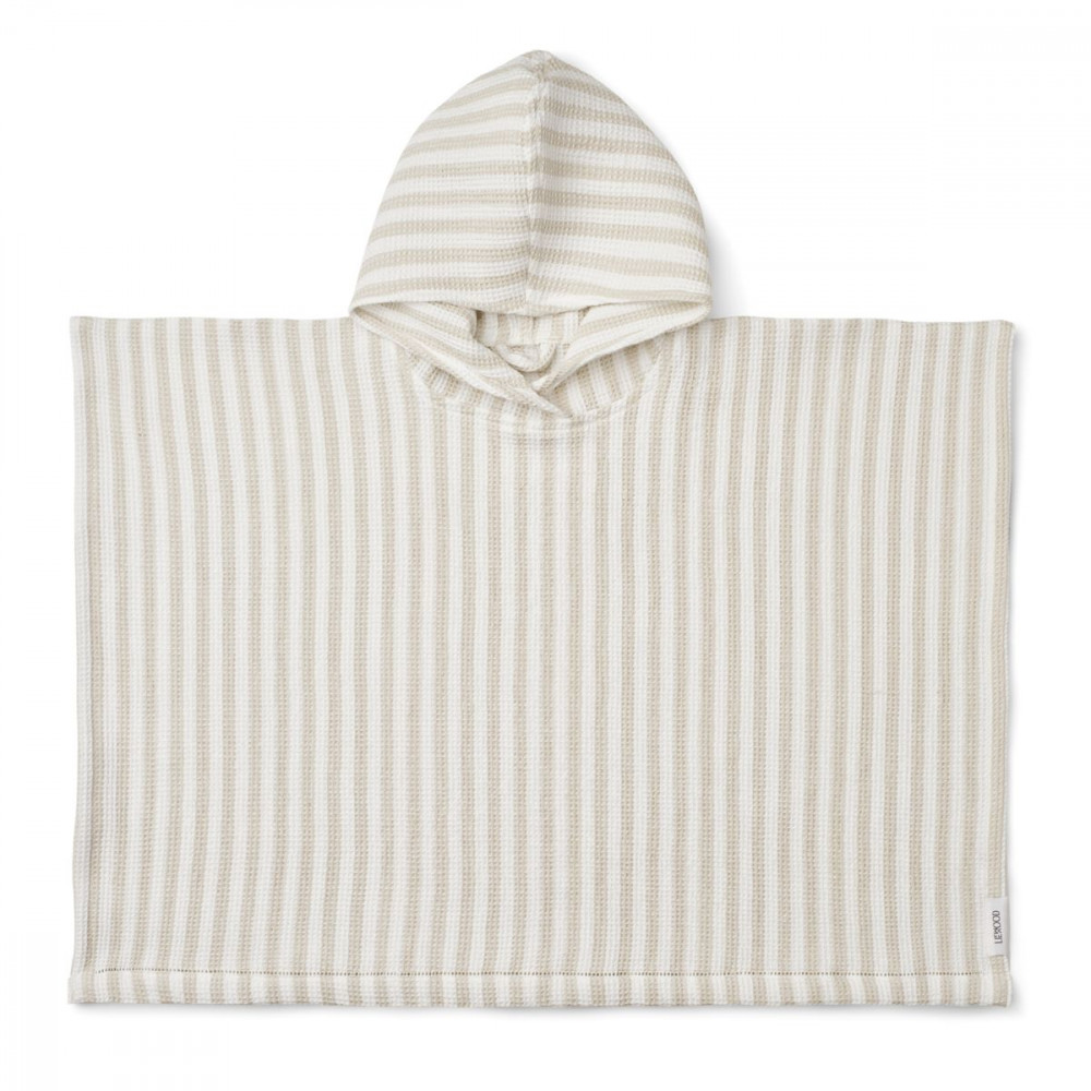 Liewood Badeponcho "Paco" Y/D stripes Crisp White - Sandy, Gr. 1/2  - 5/6 Jahre