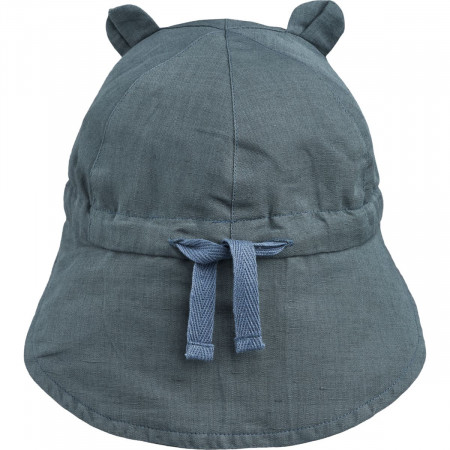 Liewood Sonnenhut " Gorm linen" mit Teddyohren in Whale blue, Gr. 0 - 4 Jahre