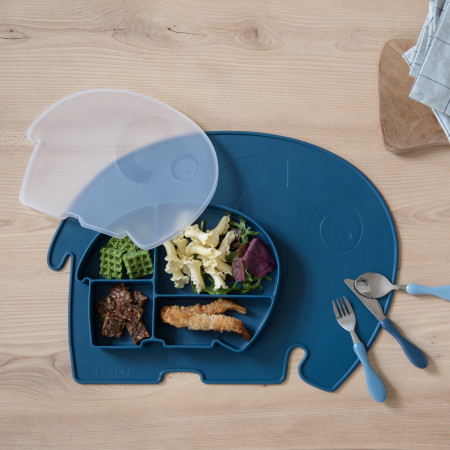 Sebra Silikon Teller mit Deckel, Fanto, nordic blue