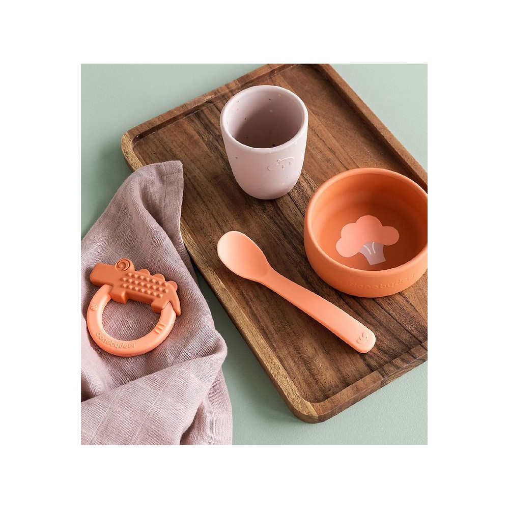 Done by Deer Geschirr-Set - 3er-Pack - Silikon - Papaya