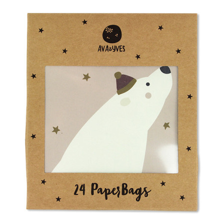 Ava & Yves 24 Papiergeschenktüten klein Eisbär