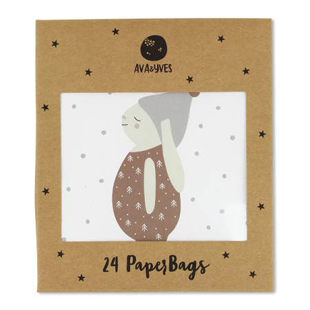 Ava & Yves 24 Papiergeschenktüten klein brauner Hase