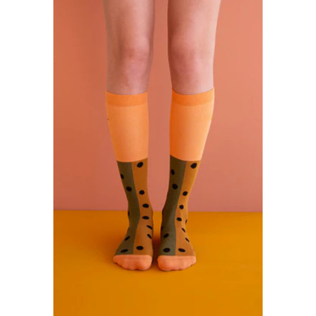 Sticky Lemon Kniestrümpfe Gr. 22-31 - black freckles - caramel fudge + seventies green