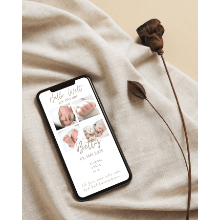 Geburtsanzeige "Betty" - zum Bearbeiten mit Canva