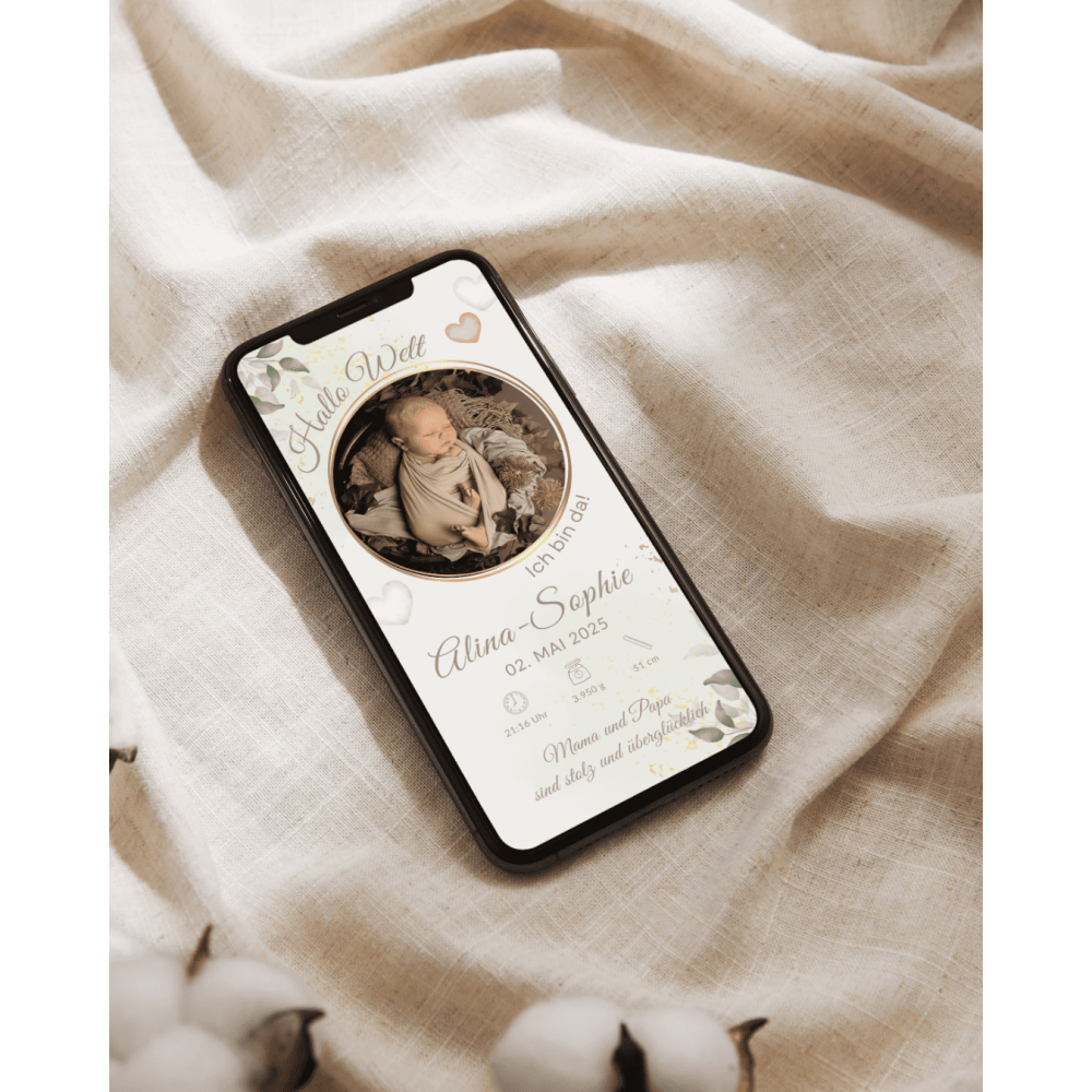 elchkids Kategorien  Geburtsanzeige "Alina" - zum Bearbeiten mit Canva 2,39 € 2,01 €