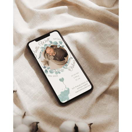 Geburtsanzeige "Oscar" - zum Bearbeiten mit Canva