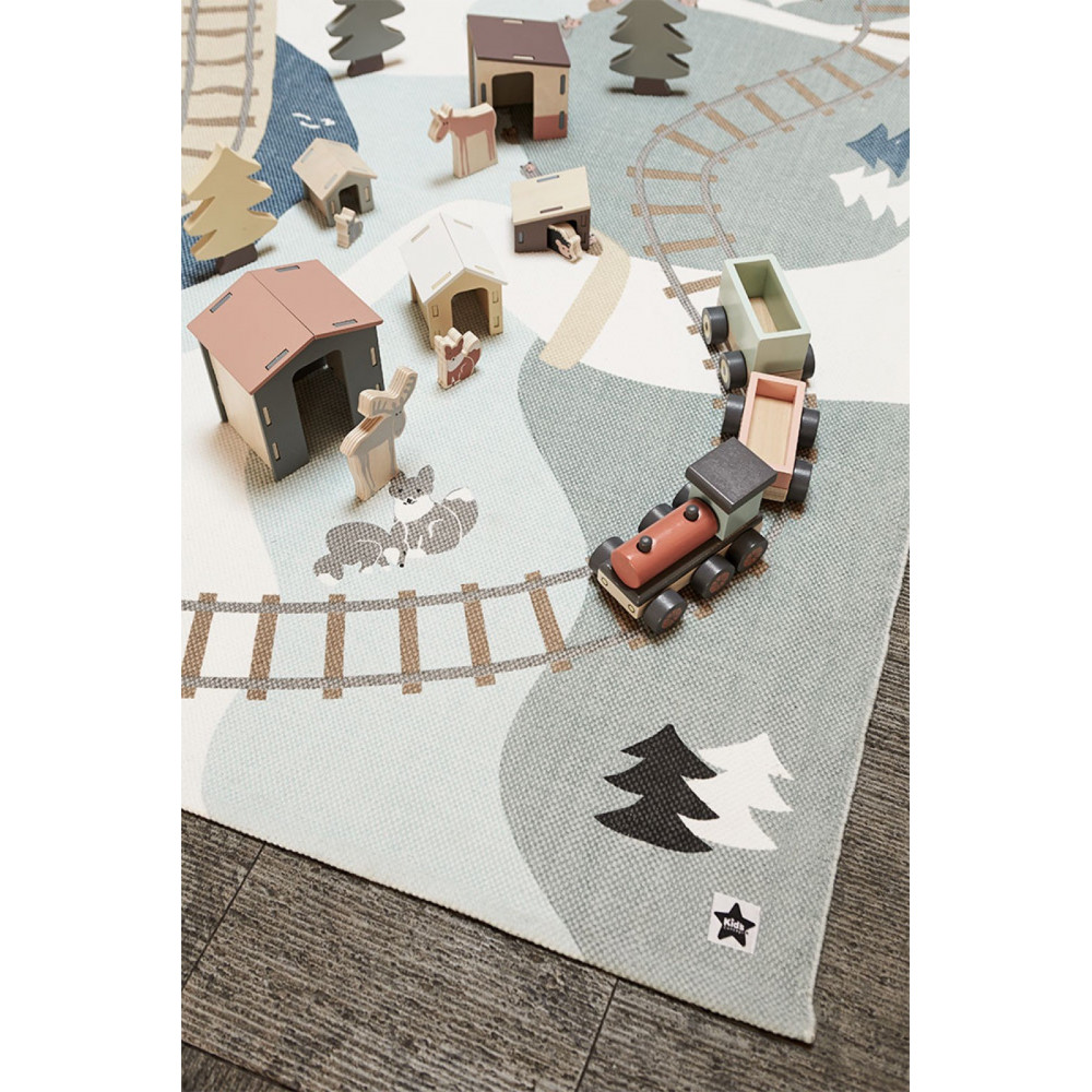 Kids Concept Kinderteppich Wald Edvin, Blau 130 x 170 cm