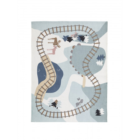 Kids Concept Kinderteppich Wald Edvin, Blau 130 x 170 cm