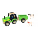 Magni Traktor mit Anhänger und Tieren aus Holz