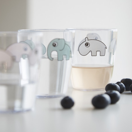 Done by Deer Kinder Glas Yummy Mini, Deer friends, grau