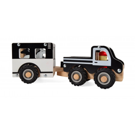 Magni Auto mit Pferdeanhänger und Pferden aus Holz Magni Auto mit Pferdeanhänger und Pferden aus Holz