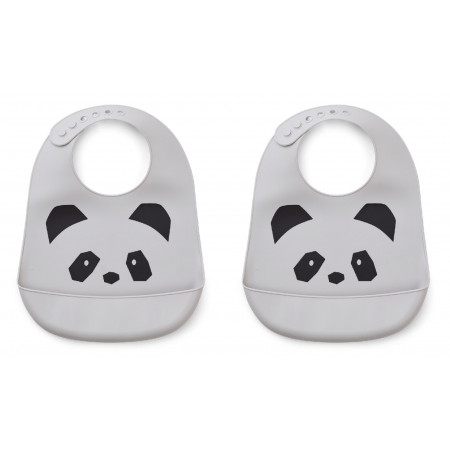 Liewood Silikon Lätzchen-Set Tilda, Panda Grau