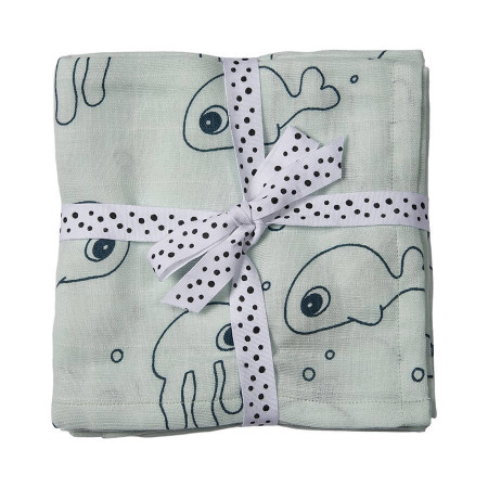 Done by Deer Spucktücher Set "Sea Friends" Blau Done by Deer Spucktücher Set "Sea Friends" Blau