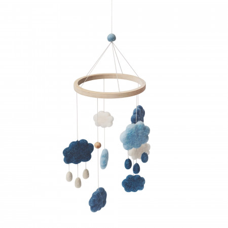 Sebra Wolken Mobile aus Filz, denim blue