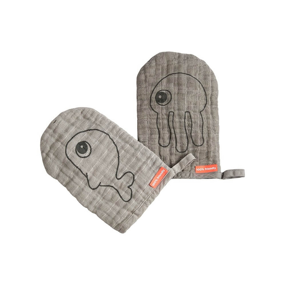 Done by Deer Waschlappen 2er Set Sea Friends Grau Done by Deer Waschlappen 2er Set Sea Friends Grau