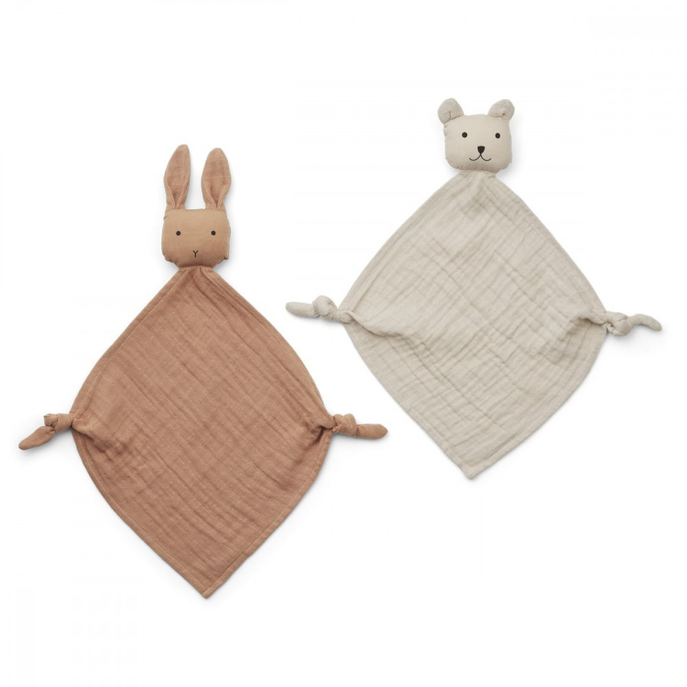 Liewood Yoko Kuscheltuch-Teddy 2er pack Tuscany rose / Sandy mix