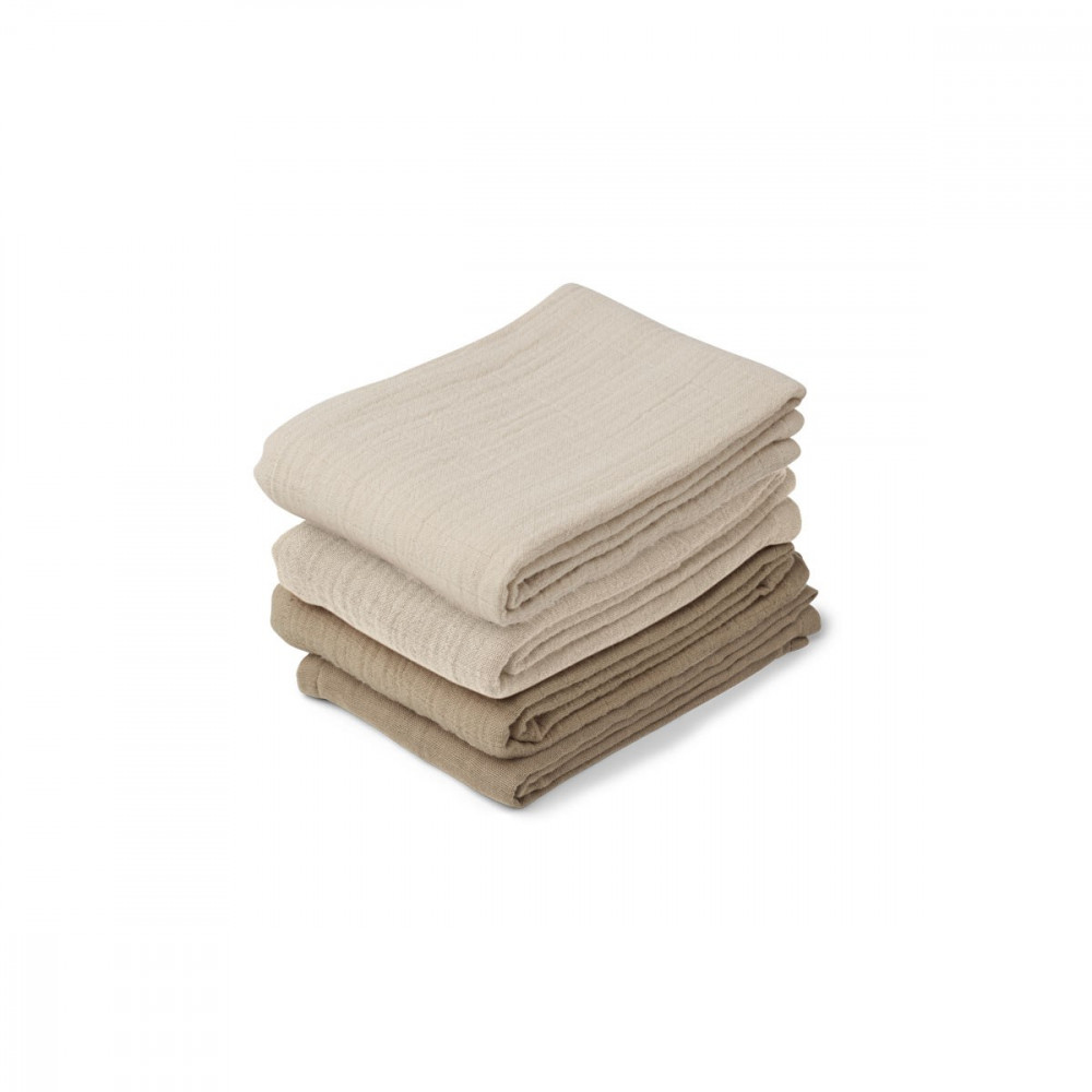 Liewood Spucktücher 4er-Set Leon Natural/sandy mix Liewood Spucktücher 4er-Set Leon Natural/sandy mix
