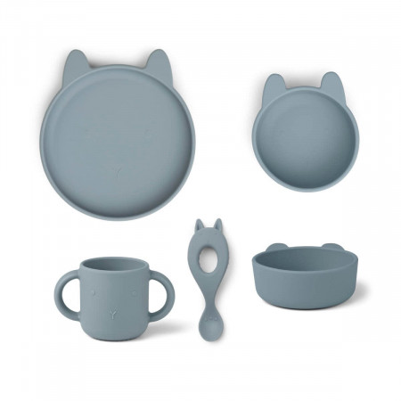 Liewood Silikongeschirr-Set Vivi Hase, sea blue