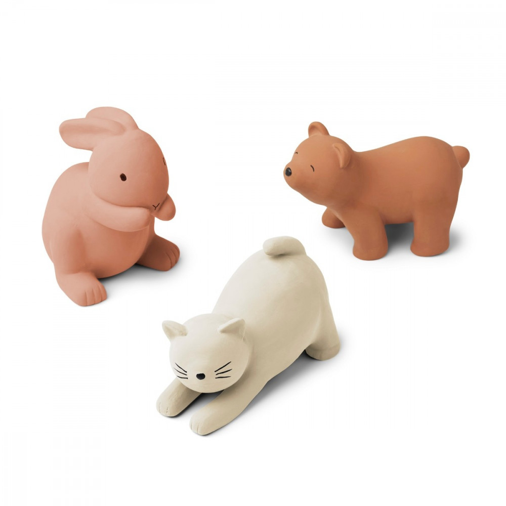 Liewood David Spielfiguren 3er Set aus Naturkautschuk, Rose multi mix