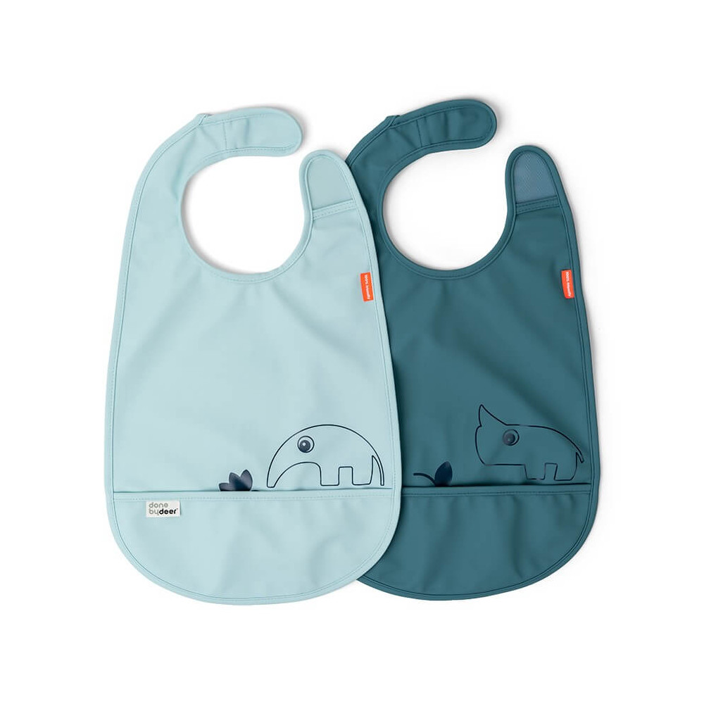 Done by Deer Lätzchen Set Deer Friends blau