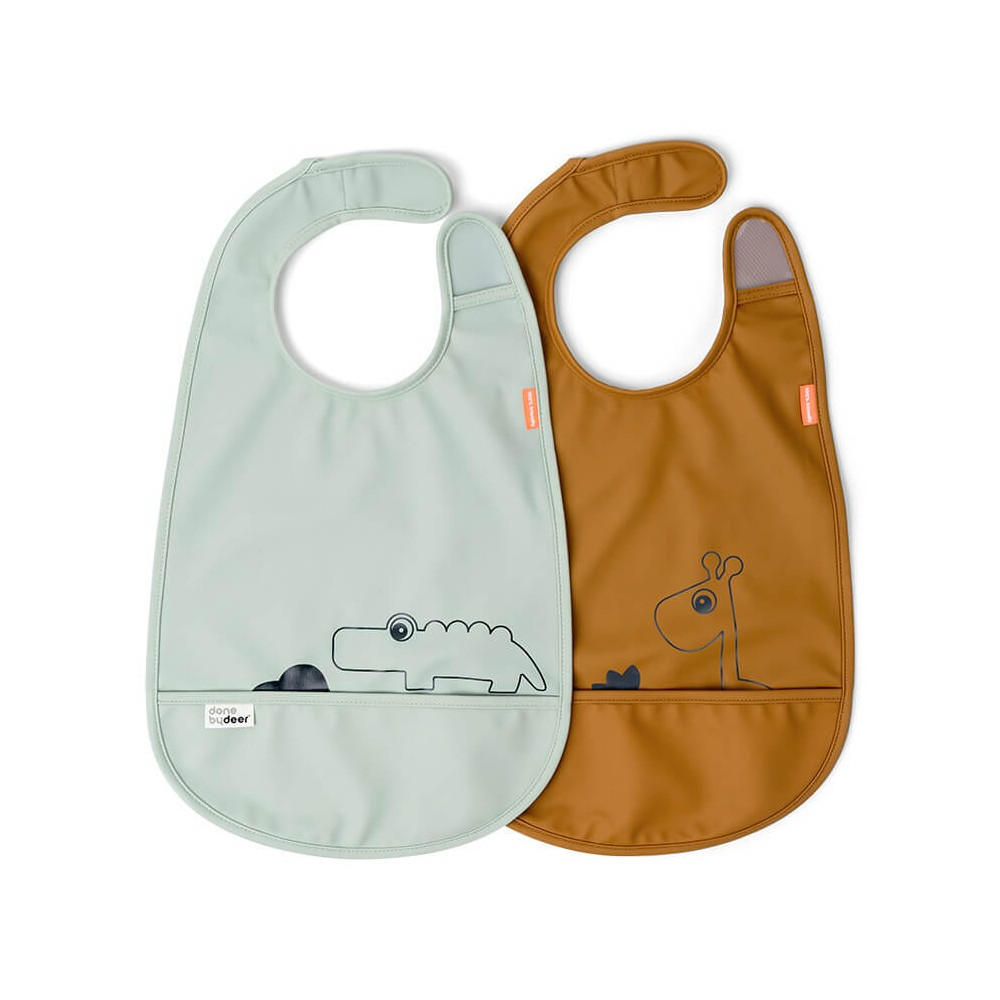 Done by Deer Lätzchen Set Deer Friends mustard/grün