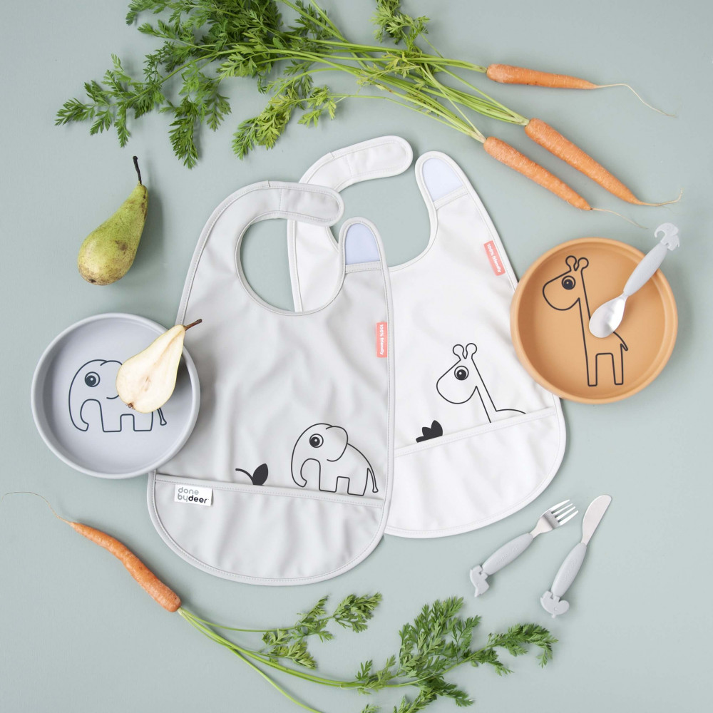 Done by Deer Lätzchen Set Deer Friends grau/beige