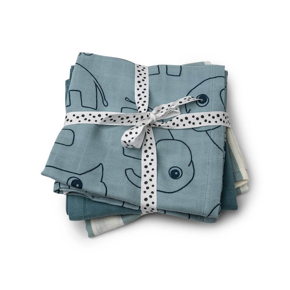 Done by Deer Spucktücher 3er-Set Deer friends Blau