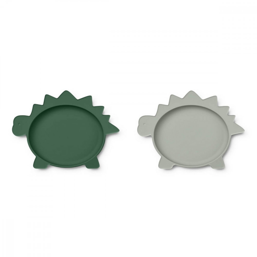 Liewood Silikonteller Olivia 2er Set Dino garden green/dove blue mix Liewood Silikonteller Olivia 2er Set Dino garden green/dove blue mix