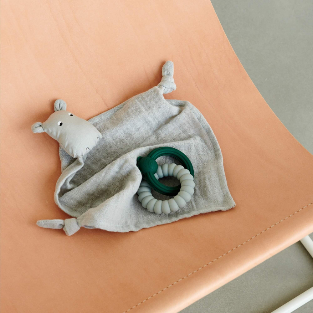 Liewood Kuscheltuch aus Bio-Baumwolle Hippo dove blue