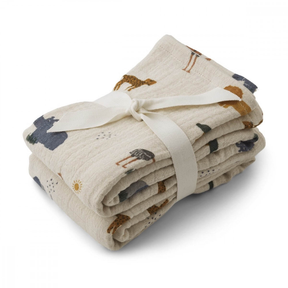 Liewood Lewis Spucktuch 2er Set Safari sandy mix Liewood Lewis Spucktuch 2er Set Safari sandy mix