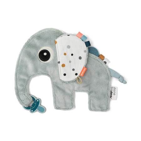 Done by Deer Kuscheltuch Elefant mit Schnullerbefestigung blau