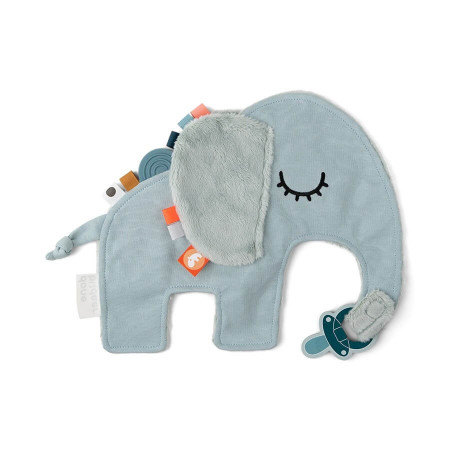 Done by Deer Kuscheltuch Elefant mit Schnullerbefestigung blau